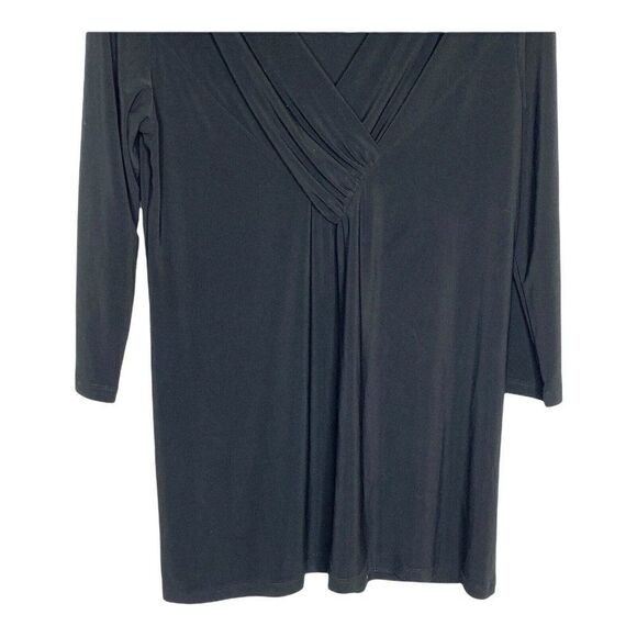 Clara Sun Woo Tunic Women's Black Medium V-Neck Long Sleeve Classic Top Slinky - Picture 3 of 10